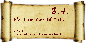 Báling Apollónia névjegykártya